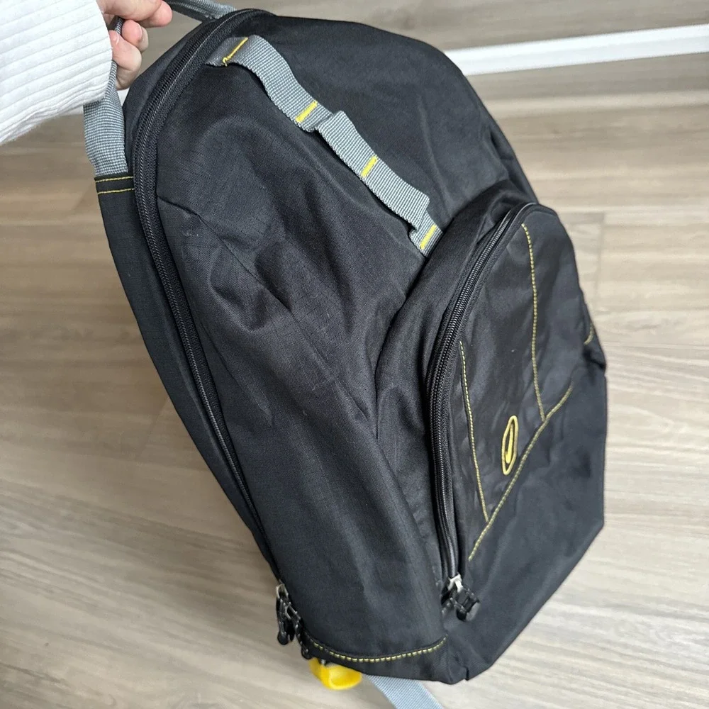 Nike‎ Vintage Center Swoosh Y2K Backpack 90s Black Yellow Embroidered VTG